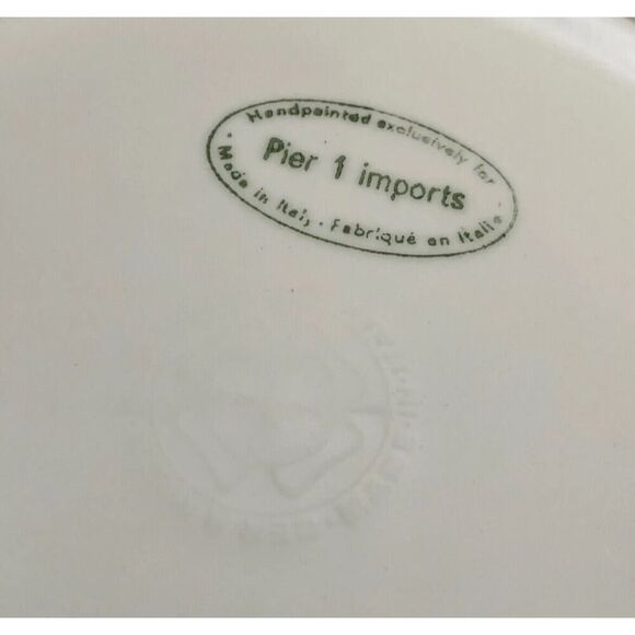 Pier 1 Dinner Plate Full Set X6 Green Band Blue Stripes Serveware Decor Dining - Picture 4 of 12